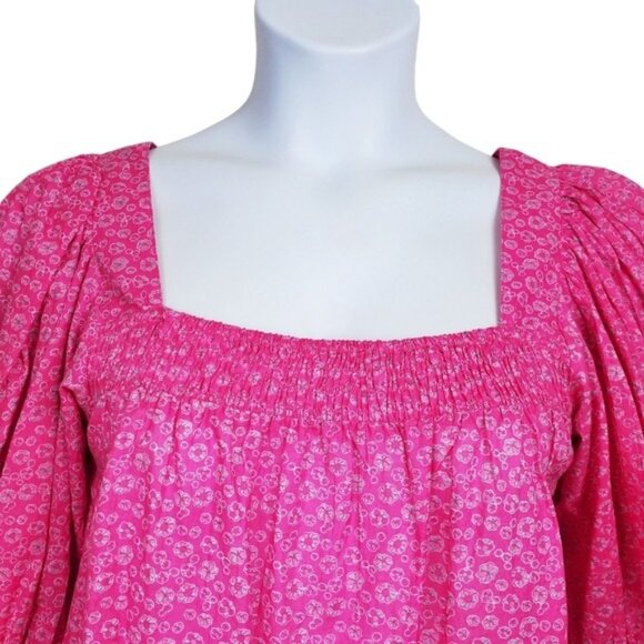 Aspiga Womens Puff Sleeve Pink Floral Print Top Size M - Picture 2 of 7